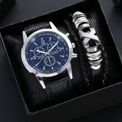 Reloj para hombre, 3 piezas, cristal de luz azul