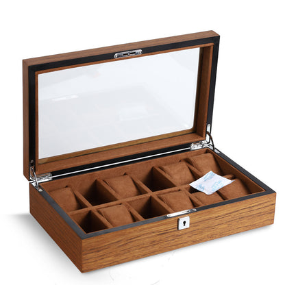 Matte wood grain lock watch storage box