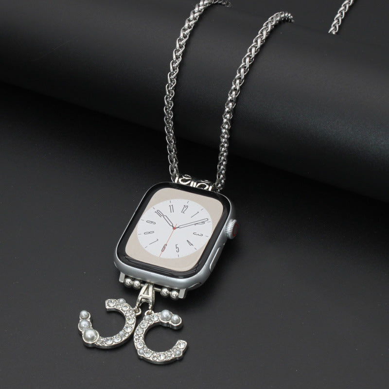 Collar de reloj con correa para colgar con plumas