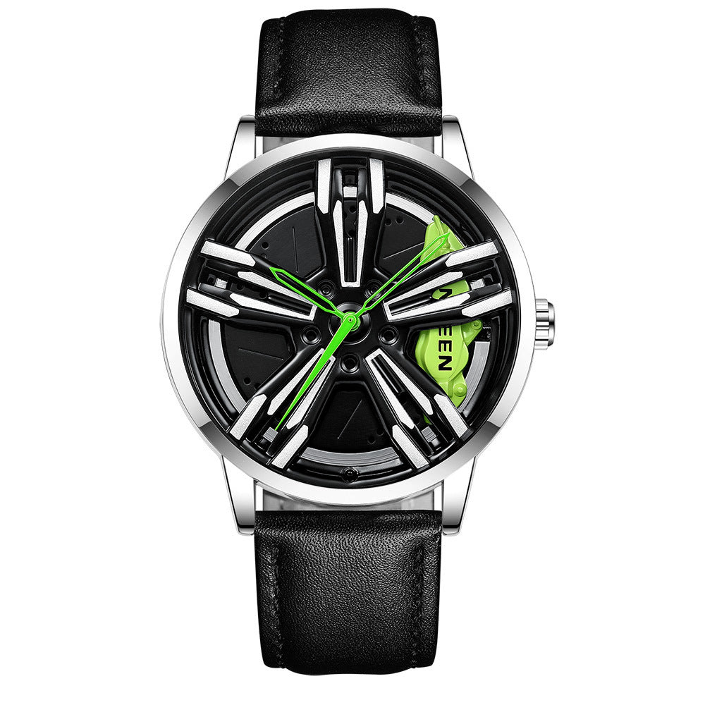 Reloj de locomotora para hombre con rueda tridimensional hueca