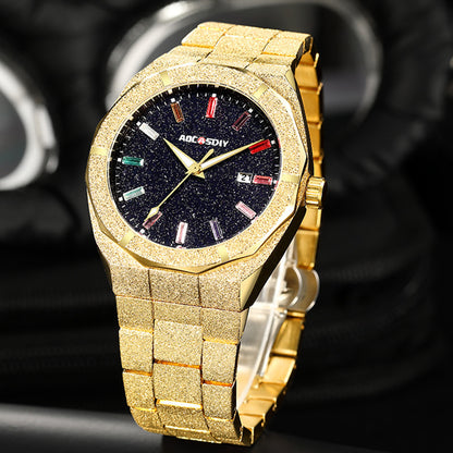 Reloj de lujo para hombre con diamantes en tono roble