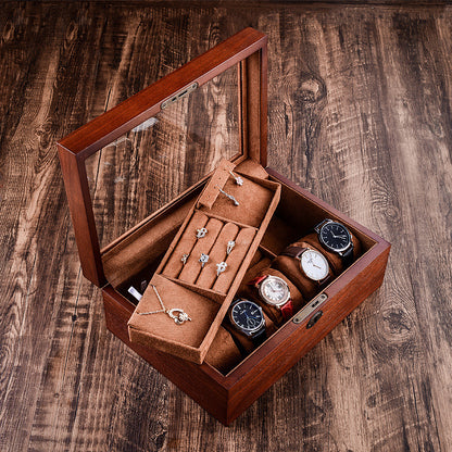 Willow Wood Watch Jewelry With Lock Glass Box