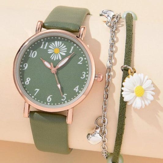 Conjunto de reloj de cuarzo bonito y moderno para niñas que combina con todo