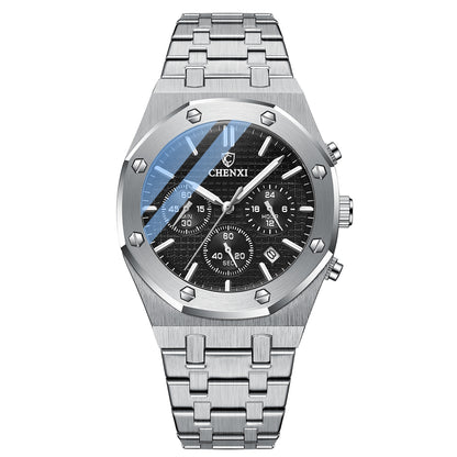 Multifunctional Sports Watch Men's Steel Band Waterproof Quartz Non-Mechanical Watch