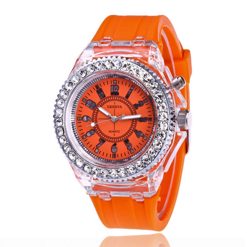 Relojes luminosos LED Geneva para mujer, relojes de cuarzo para mujer, relojes de pulsera de silicona para mujer