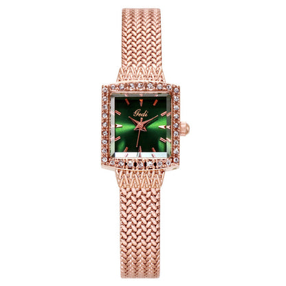 Mesh Belt Retro Square Ladies Diamond Watch