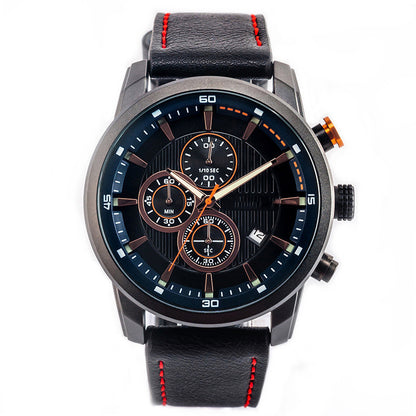 Multifunctional Leather Sports Quartz Watch
