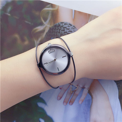 Reloj retro para niñas, redondo, con brazalete de alambre de acero