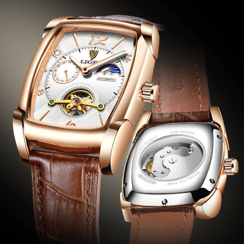 Men's Mechanical Watch Square Case Tourbillon