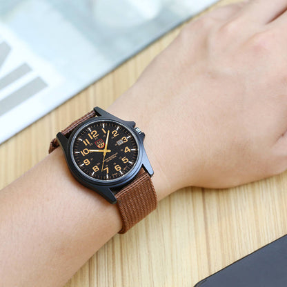 Reloj deportivo de cuarzo con calendario para hombre con correa de nailon trenzado