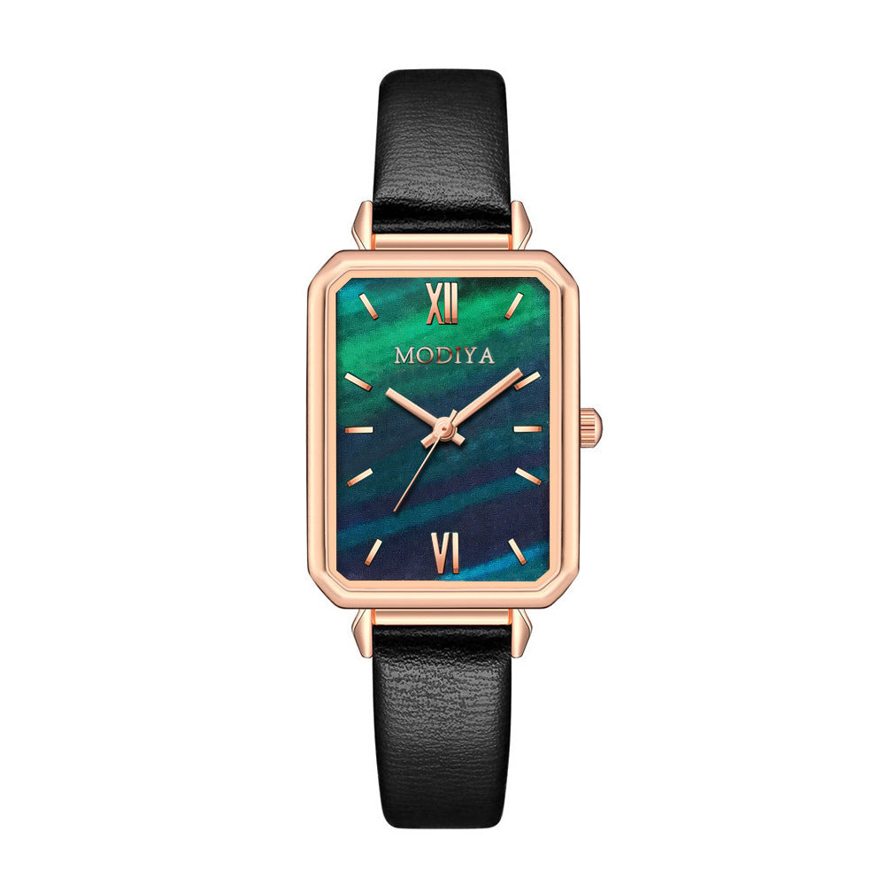 Retro Temperament Ladies Watch Square Small Green Watch