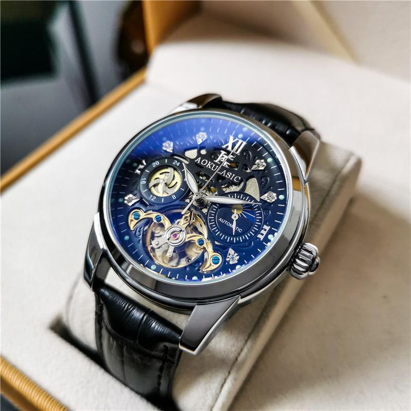 Reloj mecánico totalmente automático Tourbillon resistente al agua para hombre a la moda