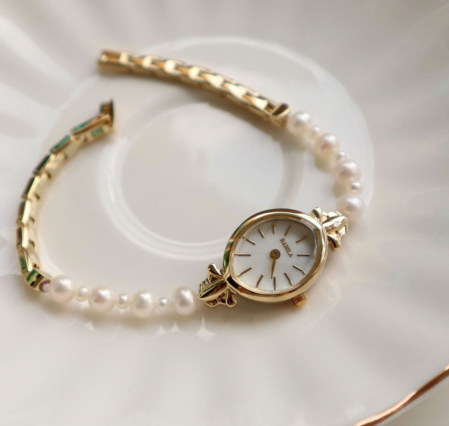 Reloj de perlas naturales de agua dulce, pulsera, correa, reloj de cuarzo exquisito para mujer