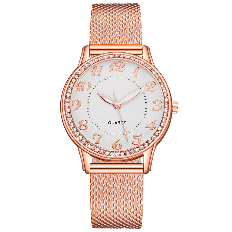 Reloj luminoso de diamantes para mujer, correa de malla de negocios de moda