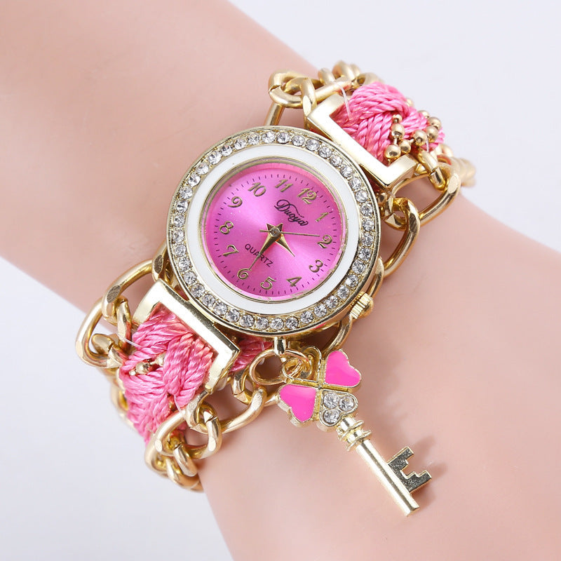 Reloj de pulsera de PU para mujer con cuerda trenzada Reloj para mujer