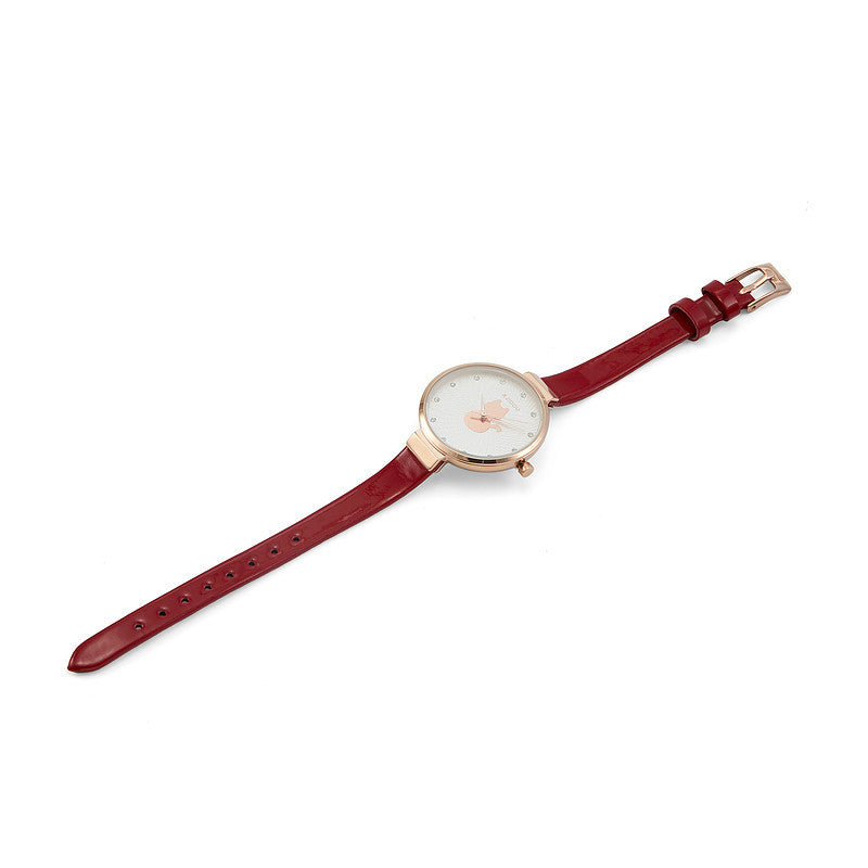 Reloj bonito con esfera de gato Simple, reloj de estudiante de dibujos animados para chica, reloj femenino de moda