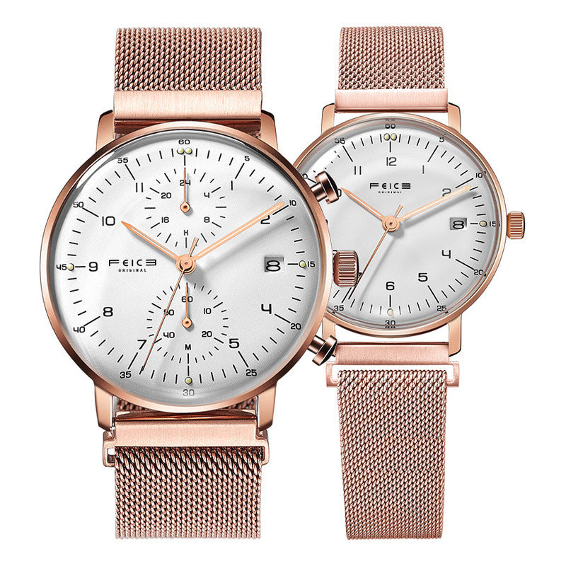 Reloj con cinturón impermeable simple a la moda para hombres y mujeres