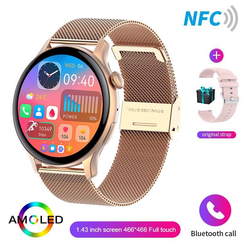 Reloj inteligente compatible con llamadas NFC y Bluetooth, reloj deportivo con presión arterial