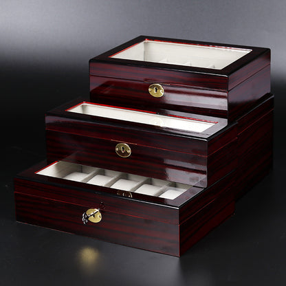 Hair Baking Lacquer Ebony Wood Grain Watch Jewelry Storage Display Box