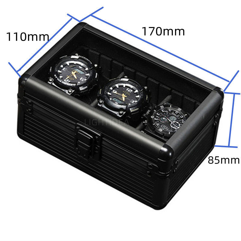 Movable Aluminum Alloy Transparent Display Watch Box With Partition