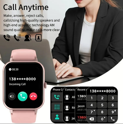 Reloj inteligente cuadrado ZL54CJ para mujer, con Bluetooth, llamadas, control del ritmo cardíaco, modo deportivo, rastreador de actividad física, reloj inteligente resistente al agua para hombres y mujeres, para iOS y Android 