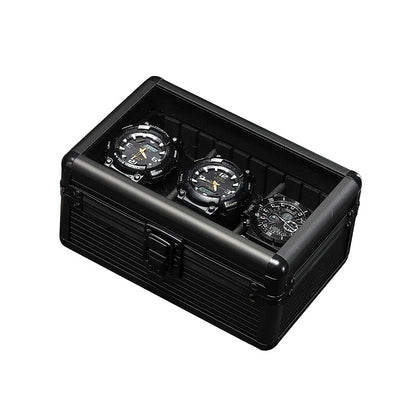 Movable Aluminum Alloy Transparent Display Watch Box With Partition