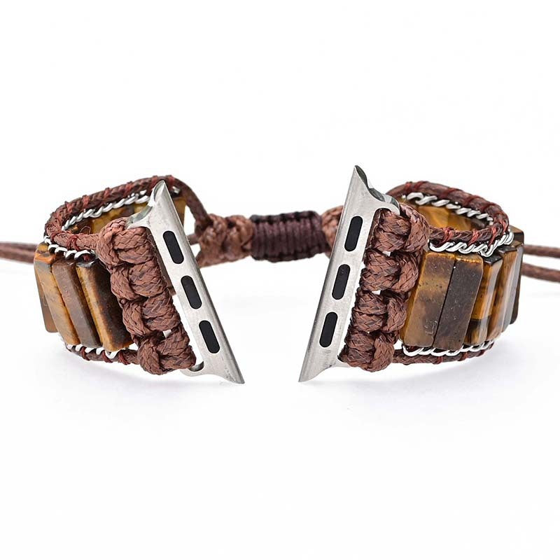 Pulsera con correa de reloj Heroism de moda para hombre con cadena de piedra de ojo de tigre rectangular