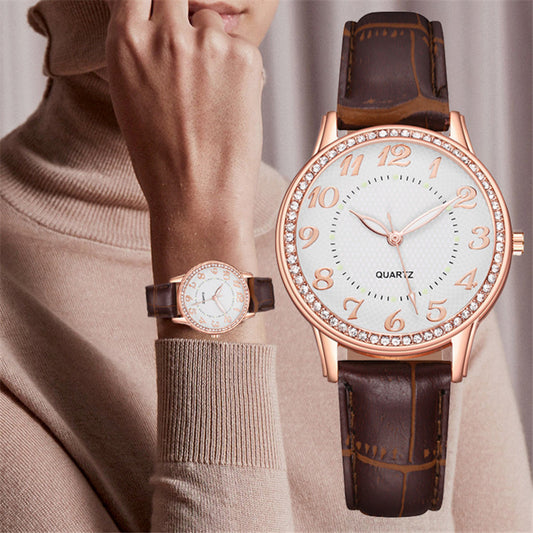 Reloj de cuarzo para mujer con correa luminosa de diamantes