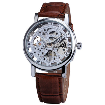 Reloj Mecánico para Hombre Moda Casual Retro Estilo Romano Reloj Hueco