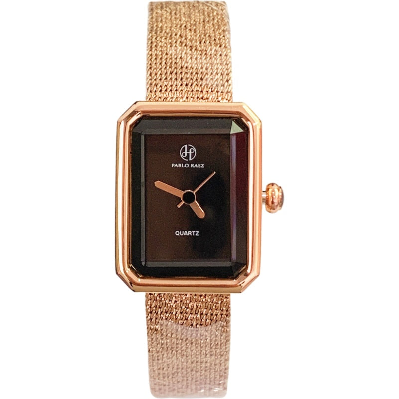 Square Dial Mesh With Delicate Quartz Watch Waterproof