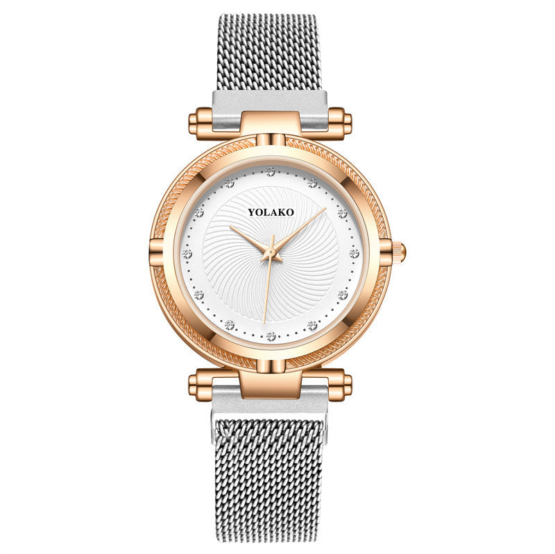 Reloj de pulsera con imán para mujer, moderno y con diamantes