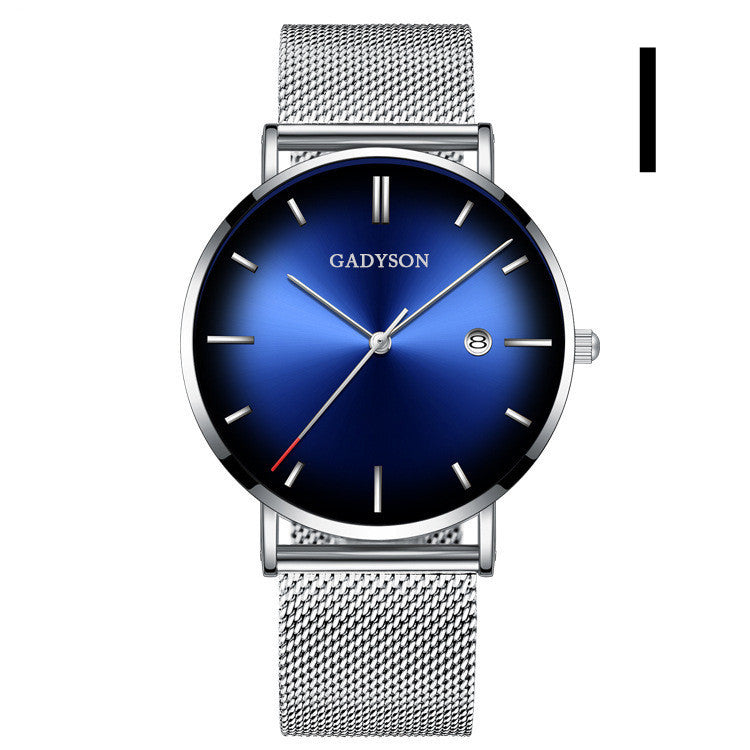 Reloj de acero de color sencillo para hombre, reloj de cuarzo degradado