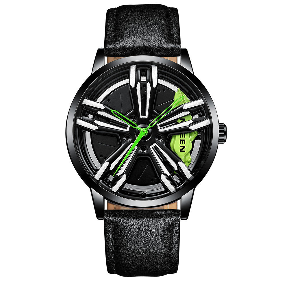 Reloj de locomotora para hombre con rueda tridimensional hueca