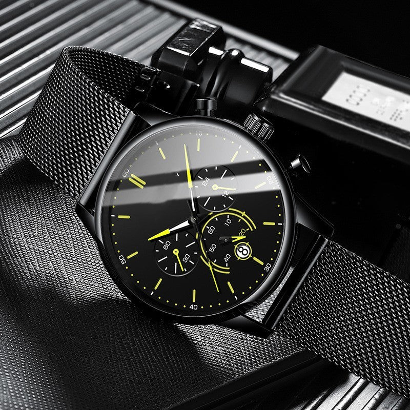 New Timing Luminous Fashion Waterproof Steel Belt Quartz Watch