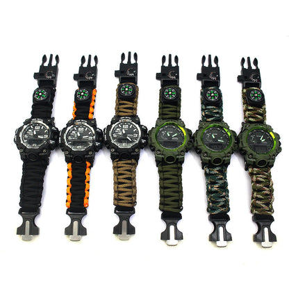 Outdoor Waterproof Multifunctional Climbing Watch Parachute Cord Woven Emergency Survival Watch