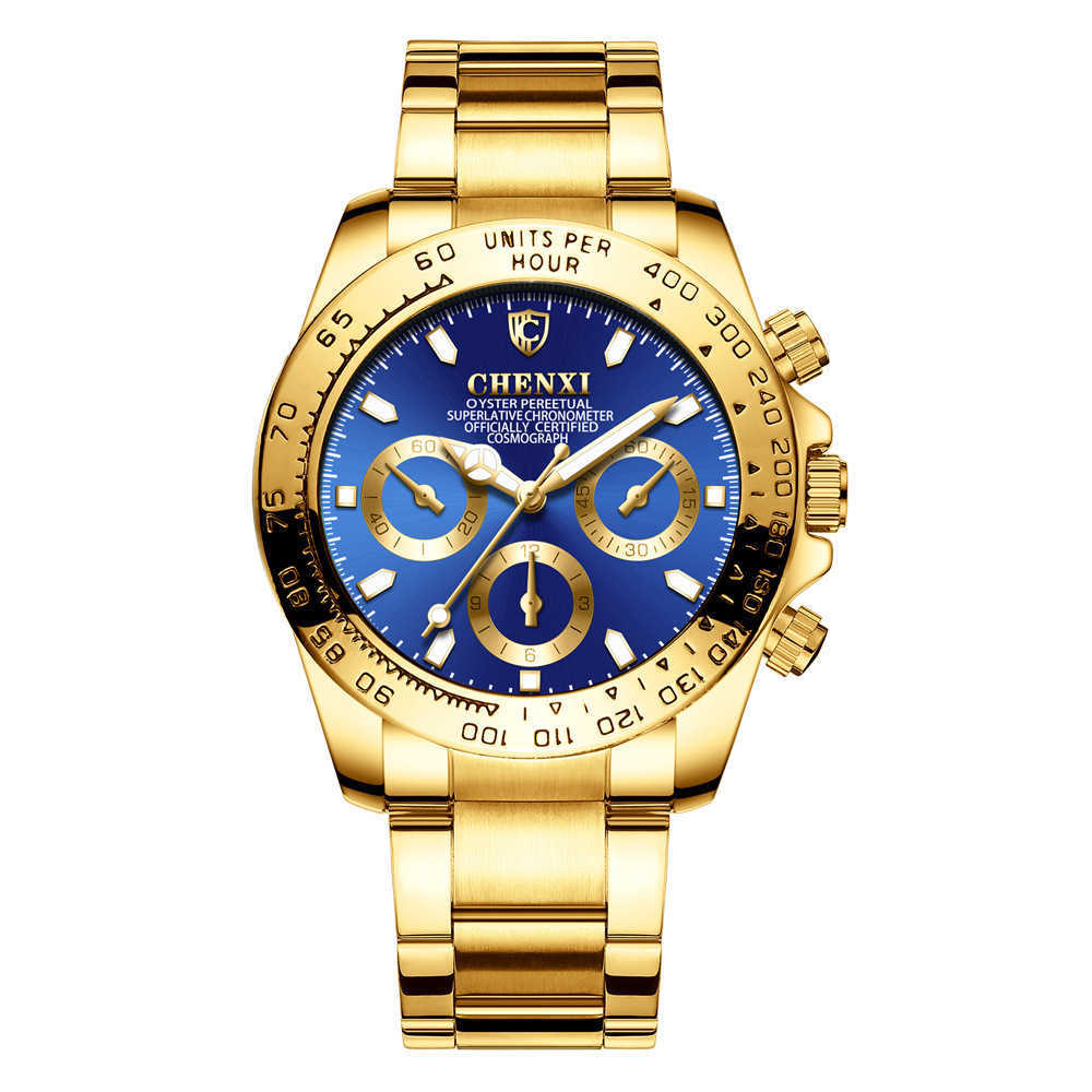 Reloj de negocios para hombre, resistente al agua, luminoso, con revestimiento dorado galvanizado