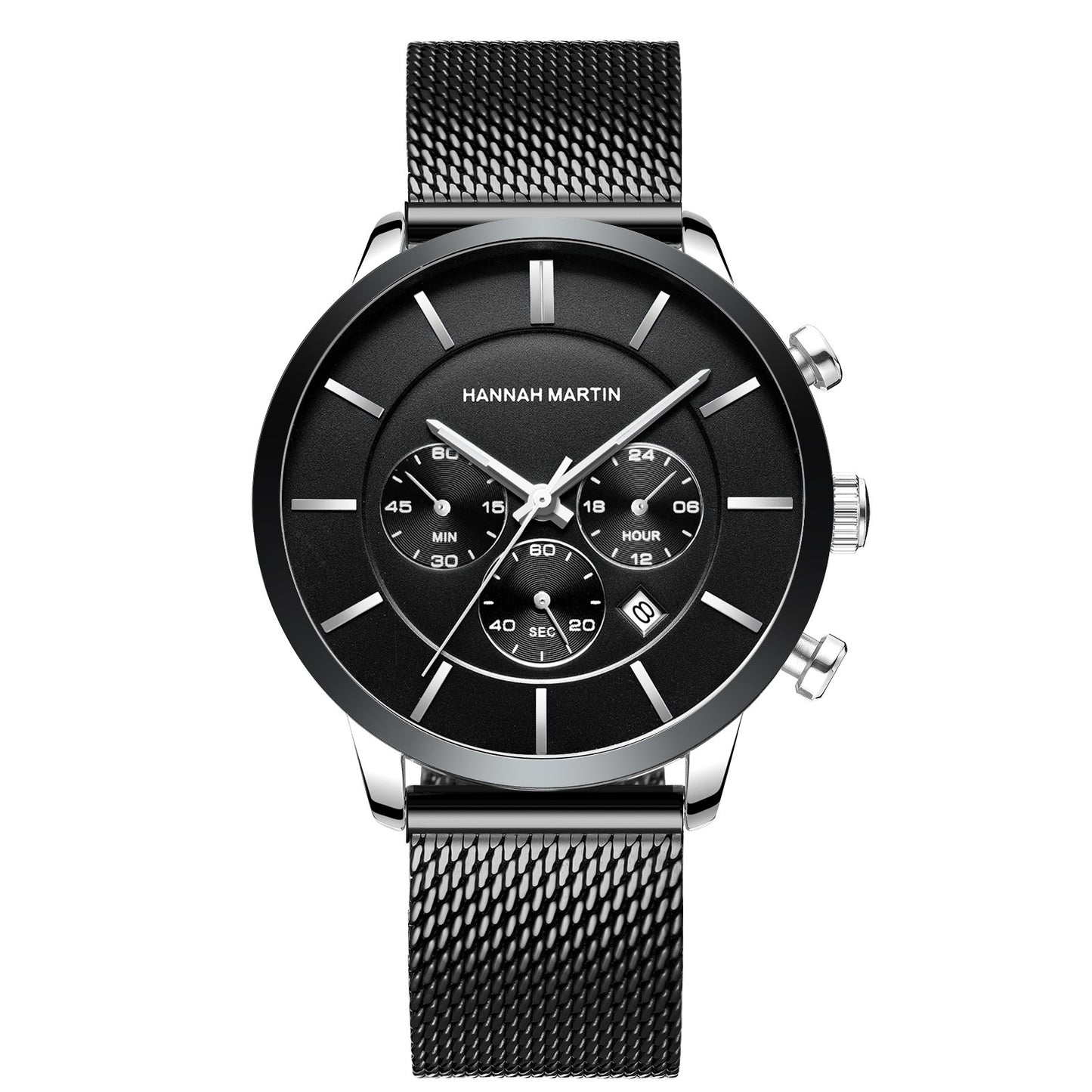 Reloj de Cuarzo con Calendario Informal de Negocios Multifuncional para Hombres Cadena de Acero Tejida Reloj pequeño Luminoso Dorado de Tres Pines