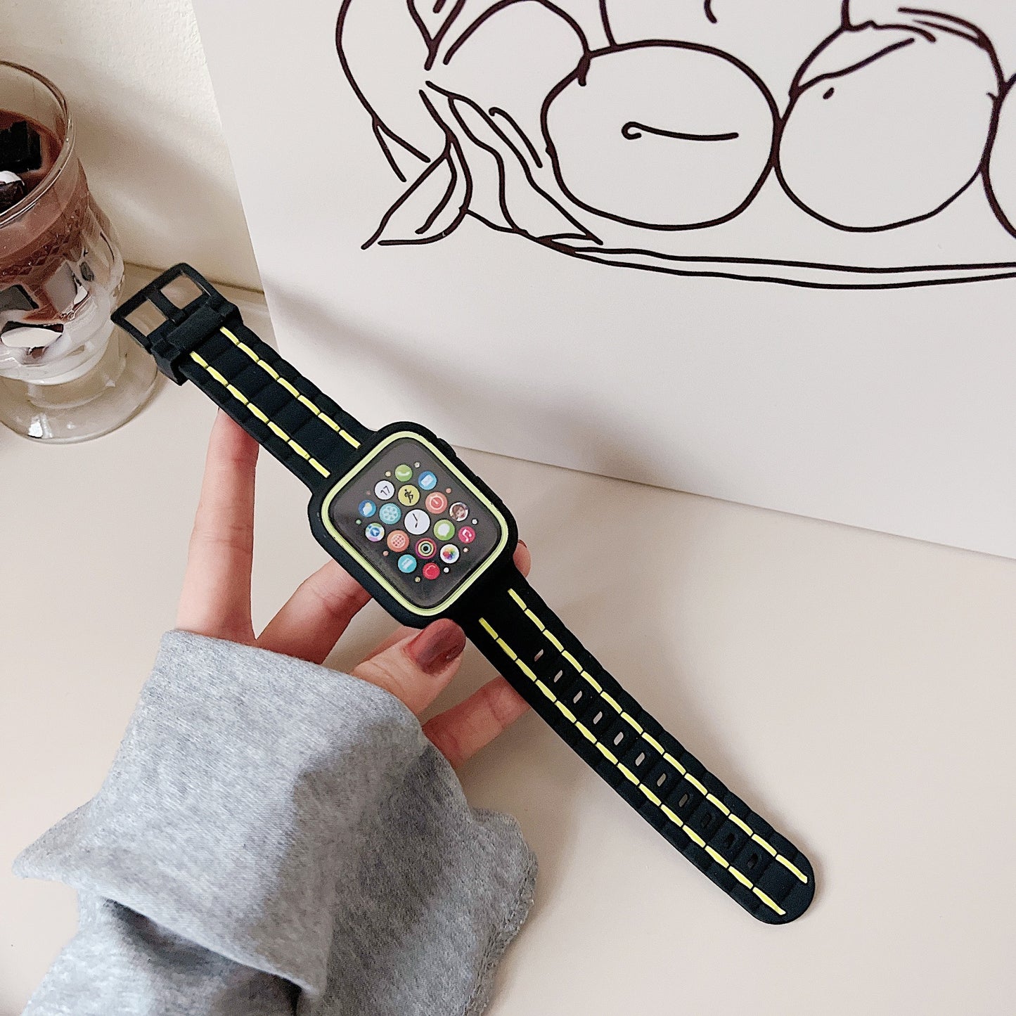 Correa de silicona para iwatch, juego de correas para Applewatch7SE8, funda protectora para reloj