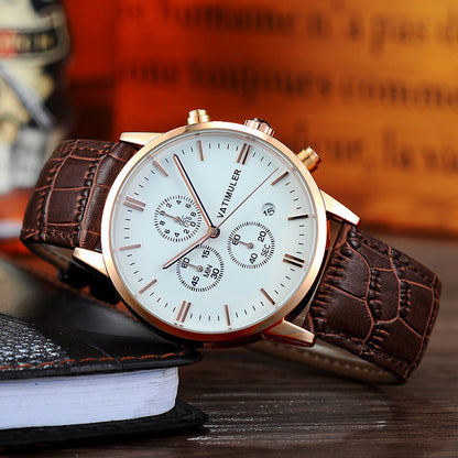 Reloj de cuarzo multifunción para hombre, estilo coreano, de moda y negocios