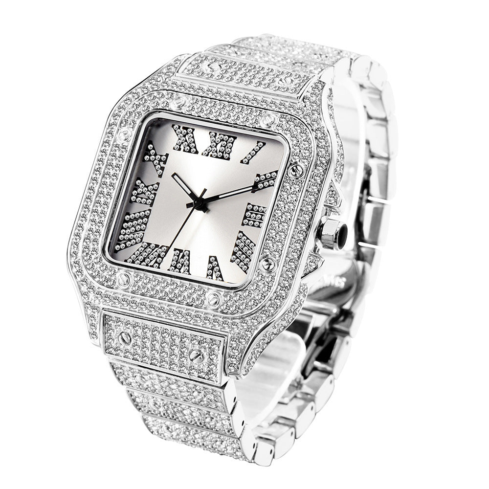 Fashion Hip Hop Diamond Full Diamond Square Men's Watch