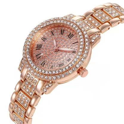 Reloj de mujer de moda informal con incrustaciones de diamantes