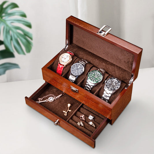 Wooden Double-layer Watch Jewelry Storage Box