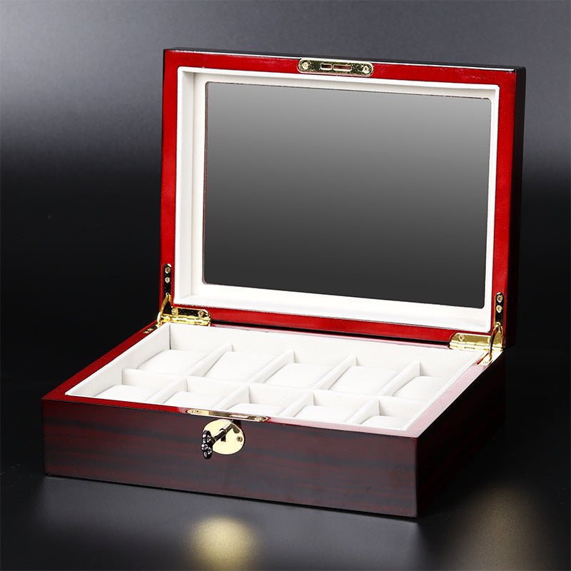 Hair Baking Lacquer Ebony Wood Grain Watch Jewelry Storage Display Box