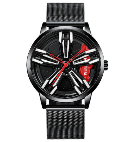 Reloj de locomotora para hombre con rueda tridimensional hueca