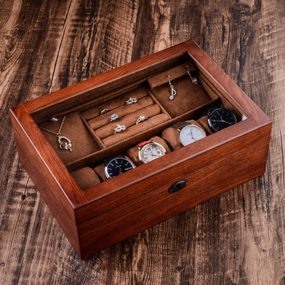 Willow Wood Watch Jewelry With Lock Glass Box