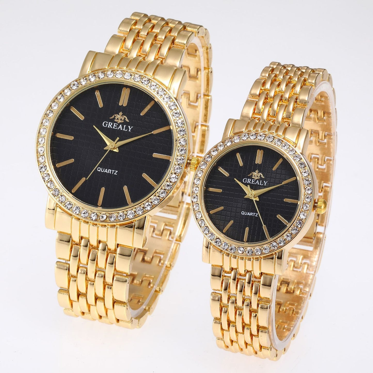 Reloj de cuarzo casual sencillo para hombre y mujer con correa de acero y diamantes