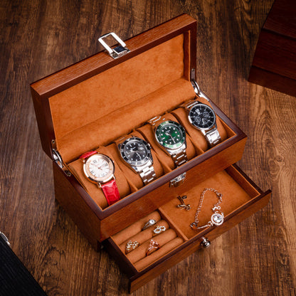 Wooden Double-layer Watch Jewelry Storage Box