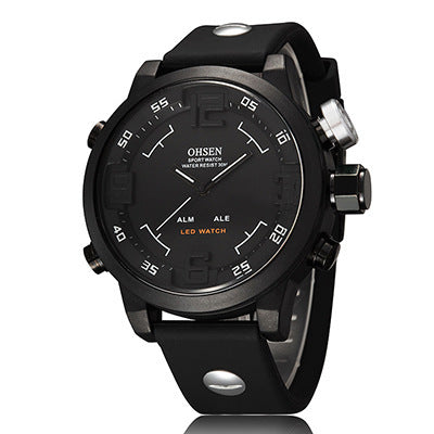 Reloj electrónico de cuarzo de gran tamaño para hombre, reloj de movimiento dual, reloj resistente al agua