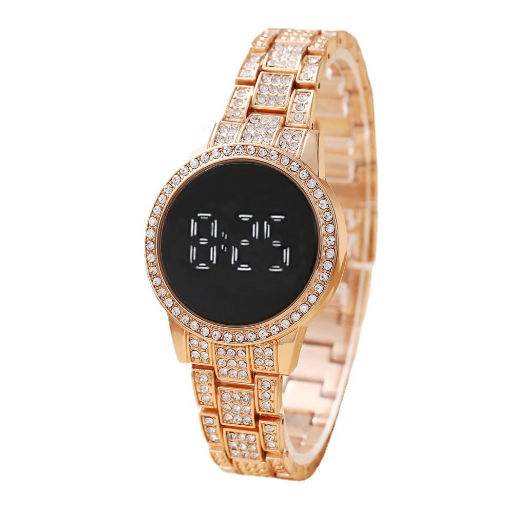 Reloj electrónico con pantalla táctil LED y diamantes y estrellas