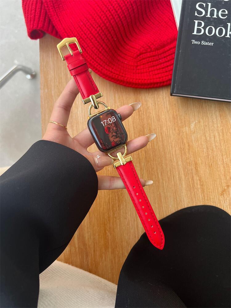 Pulsera De Cuero Año Nuevo Chica Roja